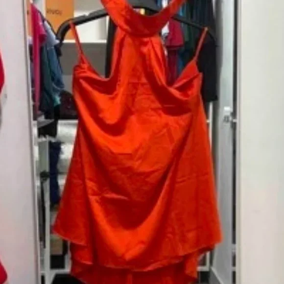 Orange Open Back High Low Hem Dress Glamorous - Picture 10 of 10